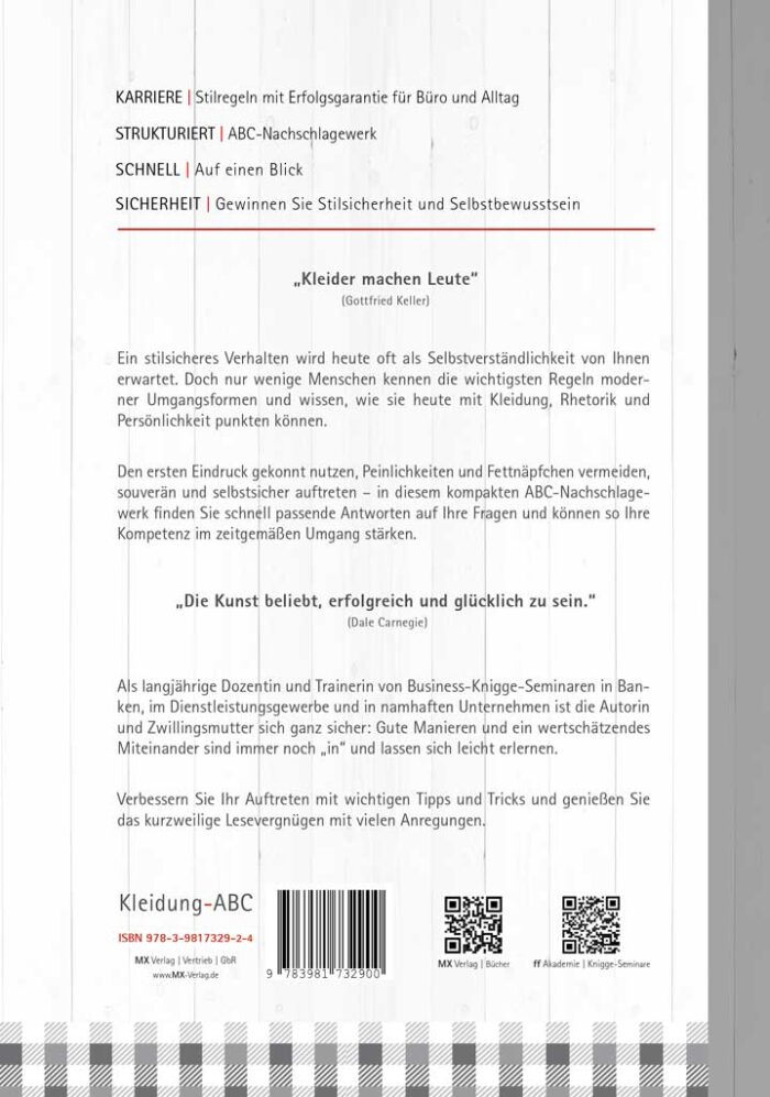 Kleidung ABC Buch MX Verlag Rückseite